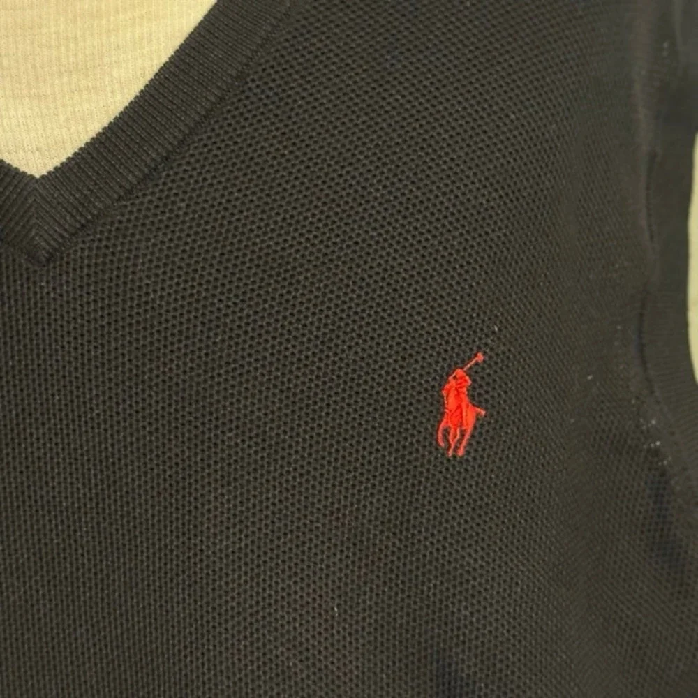 Polo Ralph Lauren Mens Black Pima Cotton V-Neck Sweater Vest 2XB Big &‎ Tall NEW